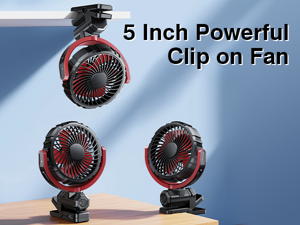 HIYJEN Car Fan 5V USB Small Clip on Sun Visor Fan for Front/Rear Seat, 2000mAh Rechargeable