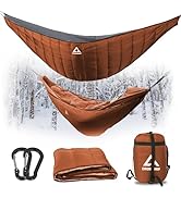 CROSSHIP Hammock Underquilt for Camping - Full Length Orange Lightweight Warm Quilt for 3-4 Seaso...