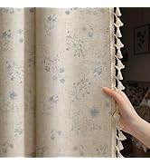XOGUIBO Boho Floral Spring 100% Blackout Curtains 84 Inch Length 2 Panels Set, Linen Texture Farm...