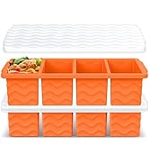 Silicone Freezer Tray for Soup with Lid – 1-Cup Soup Container Style Ice Cube Trays for Freezer, ...