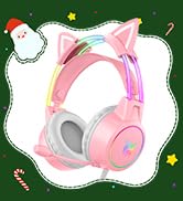 ONITOON Lightweight Gaming Headset with Detachable Cat Ears, RGB Lighting, Wired Over Ear Headpho...