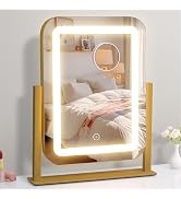 Vanity Mirror with Lights, 12"×14.6" Makeup Mirror with LED Lights, Lighted Makeup Mirror with Sm...
