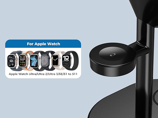 magsafe charger stand 3 in 1 magnetic wireless charging station apple watch iphone 17 16 15 airpods