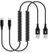 Retractable Auto Type C Cord Fast Charging 2Pack 5ft Spring USB C Cable for Car Coiled for iPhone...