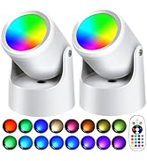 NCONCO 2pcs LED Spot Lights Indoor 16 Color Changing 6W RGBW Up Lights with Remote Control for Pa...