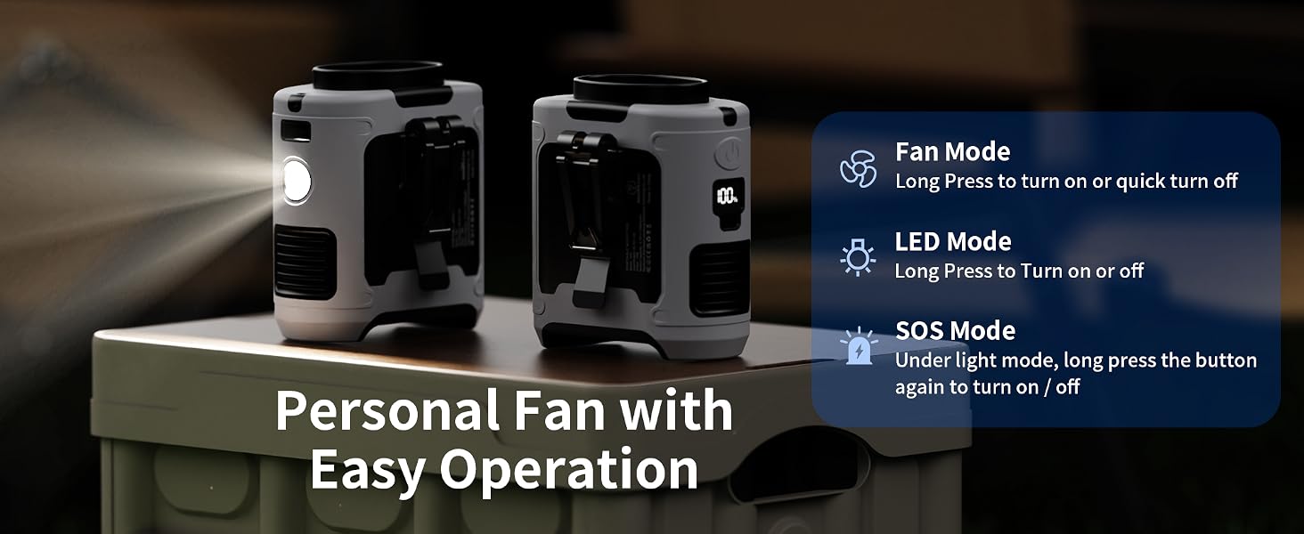 power bank fan with light