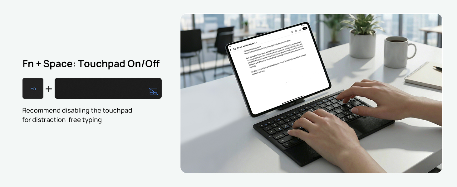 Tri-Fold Portable Bluetooth Keyboard with Touchpad