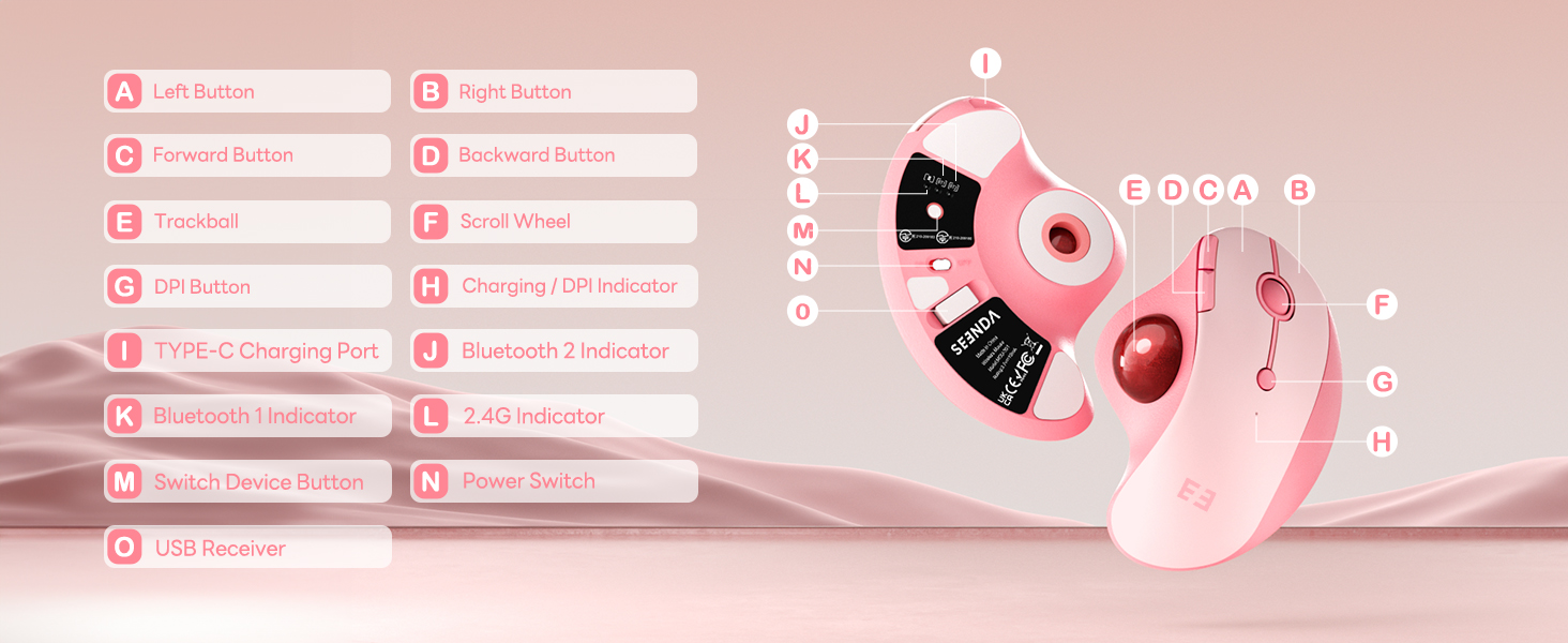 trackball mouse pink