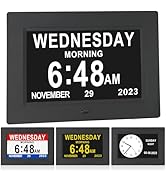 ybest 7 Inch Extra Large Day Date Time Digital Day Calendar Clock with Auto-Dimming 12 Alarm Remi...