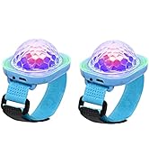 Lancoon 2 Pack Disco Ball Light, Wearable Mini Portable LED Lamp Night Strobe Watch Bracelet USB ...