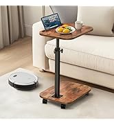 XNSDXV Sofa Tray Table for Couch, 360°Swivel TV Tray for Small Spaces, Adjustable Height Side Tab...