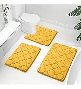 OLANLY Memory Foam Bath Mat Set of 3 Piece, Bathroom Rugs and Toilet Rug U-Shaped, Ultra Soft and...