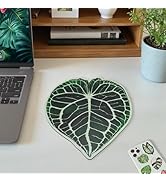 Baziabbo Plant Leaf Design Mouse Pad,10.4×9inch Small Mousepad with Premium PU Leather Surface, W...