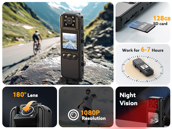 Losfom 128GB Mini Body Camera