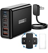 Fast Charger USB C 100W, 5 Ports Charging Blocks Ultra Thin Flat Plug, USB Charging Hub with 360°...