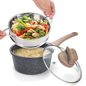 Saucepan with Glass Lid &amp; Steamer Basket