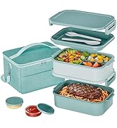 DaCool Adults Lunchbox Bento Box with Thermo Bag- 74 OZ All-in-One Stackable Lunch Box for Adults...