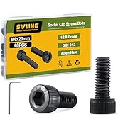 SVLING M6-1.0 x 20mm Bolt, 60PCS M6 Hex Socket Head Cap Screws Bolts, 12.9 Grade Alloy Steel, Ful...
