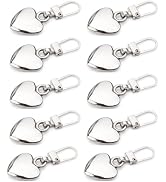 10Pcs Heart-Shaped Zipper Pulls Replacement Kit, Metal Charms with Carabiner Clips for Backpacks,...