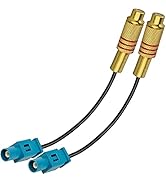 TUOLNK 2 Pack Fakra Z Waterblue Male to RCA Female Pigtail Jumper Coaxial Cable for Car DVD Exten...