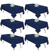 Navy Blue 6 Pack Polyester Table Cloth 60 x 102 Inch, Rectangle Tablecloths for 6 Foot Tables Was...