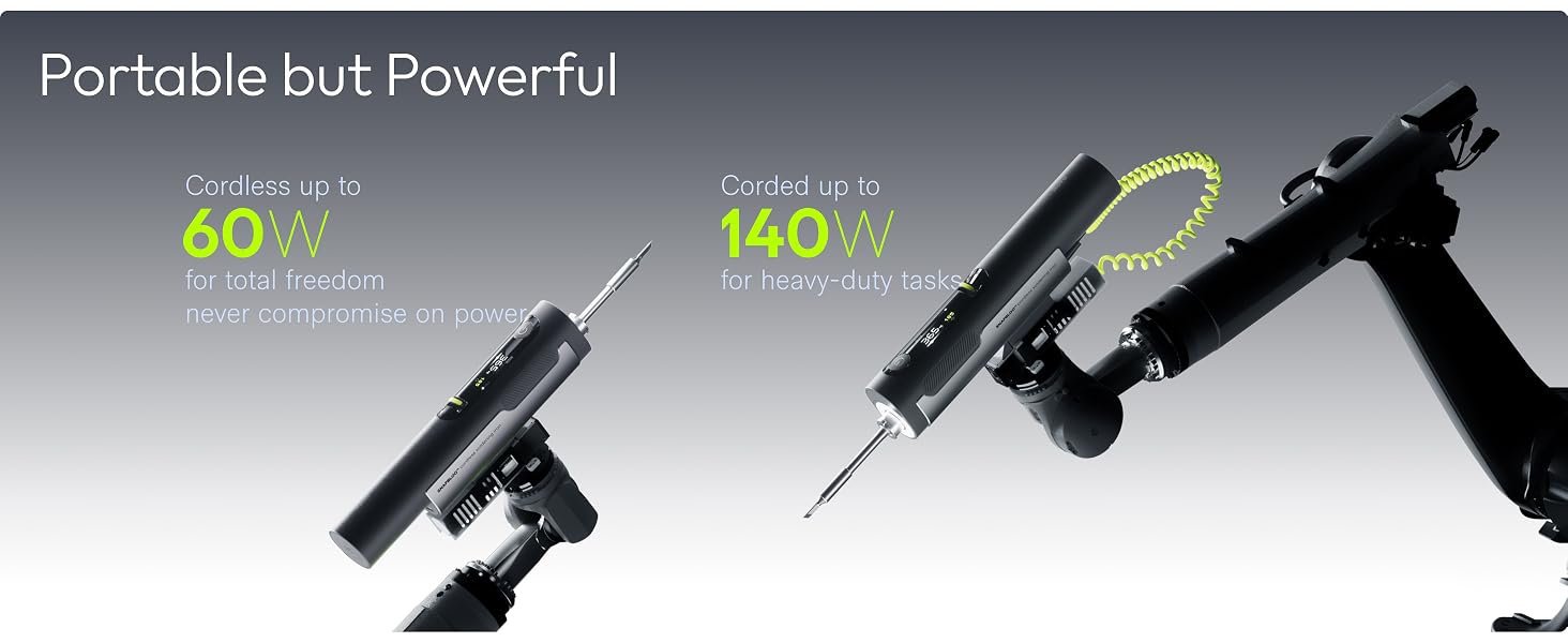 Portable but Powerful 60W on battery. 140W plugged in.