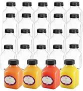 DilaBee Plastic Juice Bottles with Caps - 24 Pack 8oz Small Reusable Bulk Water Bottles with Lids...