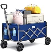 Collapsible Folding Wagon, Heavy Duty Foldable Wagon Cart with Wheel, Lightweight Utility Grocery...
