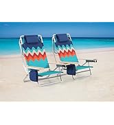 LET'S CAMP Backpack Beach Chair Set of 2, 5-Position Classic Lay Flat, Insulated Cooler Bag, Cup ...