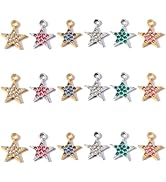 stino Mixed Color Paired Rhinestone Charms for Jewelry Making, Silver &amp; Gold Metal Charms for Ear...