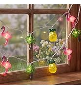 8.5Ft Summer Beach Hawaiian String Lights Outdoor with 10 LED Flamingo Pineapple Palm Tree Lights...
