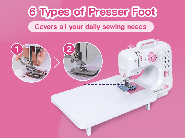 sewing machine with 6 replaceable presser feet