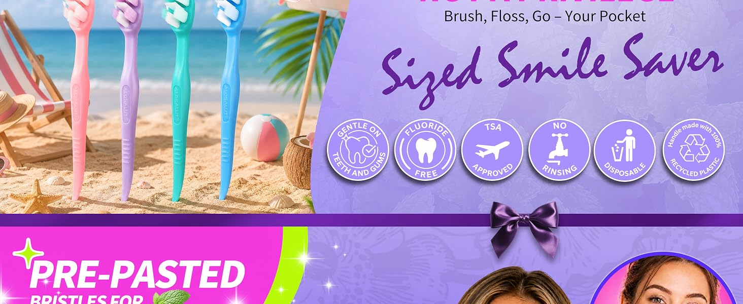 Alosalut 36 Pack Pre-Pasted Mint Mini Disposable Toothbrushes