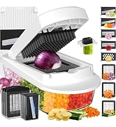 8 Blade All-in-1 Vegetable Chopper Mandoline Slicer with Container, Food Chopper, Onion Chopper, ...