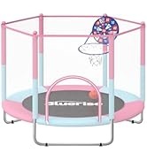 BLUERISE 60" Trampoline for Kids 5FT Toddler Trampolines Indoor/Outdoor with Adjustable Gymnastic...