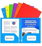 SUNQEBO 6 Pack Paper Folders with Pockets 3 Hole Punched, Paper File Folders Fit Letter Size Pape...