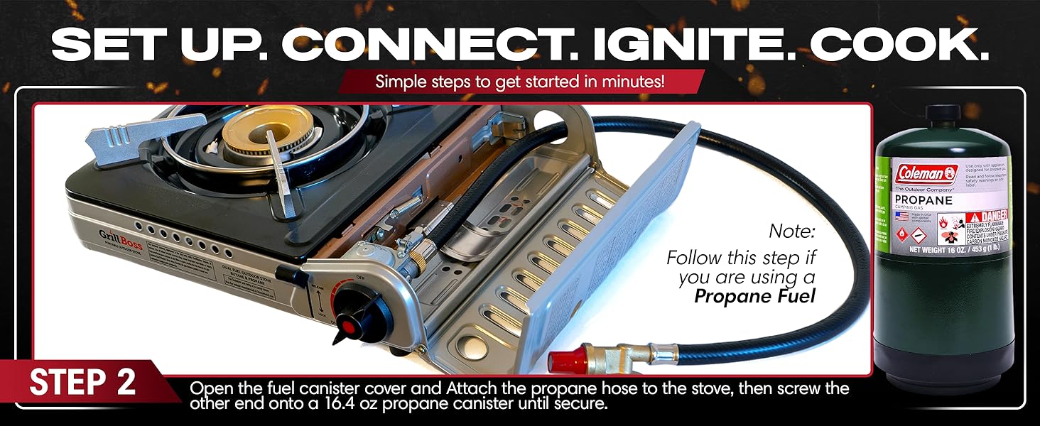 Grill Boss Dual Fuel Portable Stove, Dual Fuel Butane &amp;amp; Propane Stoves