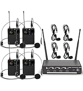 Depusheng R6 Professional Wireless Microphone UHF System 4 Channel with Wireless lavalier Headset...