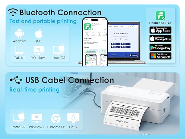 Bluetooth Thermal Shipping Label Printer, 4x6 Wireless Thermal Address Label