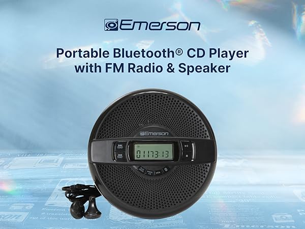Portable Bluetooth CD Player with FM Radio built in Speaker Emerson EPCD-2000 Portable Handheld CD