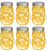Mlambert Mason Jar Solar Lights 30 LEDs, 6 Pack Hanging Solar Lights Outdoor, Waterproof Fairy Li...