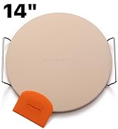 Pizza Stone for Oven and Grill 14 inch - Cordierite Baking Stone Set with Stainless Steel Rack an...