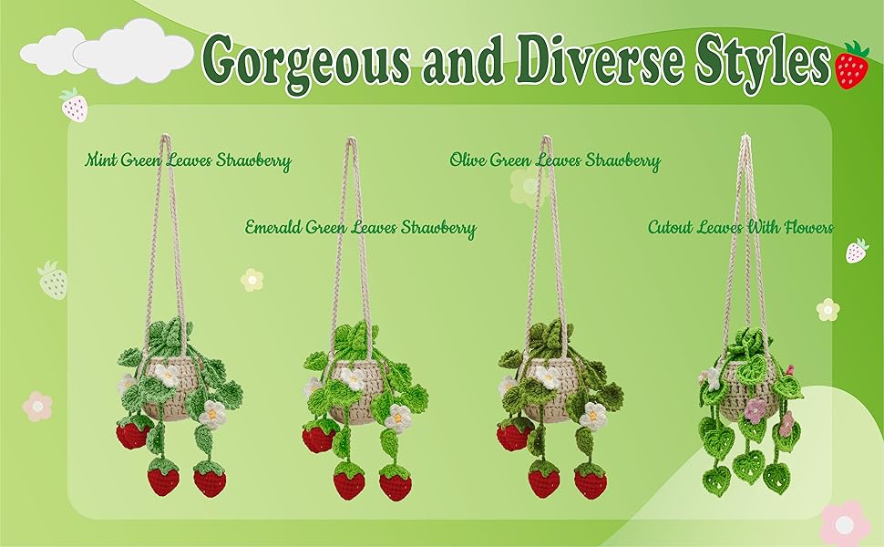 The crochet hanging basket series includes various charming styles;