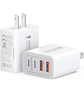 40W USB C Charger Block, 2-Pack 4-Port Type C Fast Charging Brick Dual PD&amp;QC Wall Plug Adapter Co...