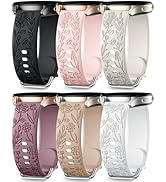 SNBLK Floral Engraved Bands Compatible with Samsung Galaxy Watch 7 6 5 4 Active 2 FE 40mm 44mm/5 ...