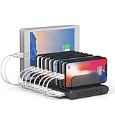 Alxum 60W 10 Port USB Charging Station Multiple Charger Station, USB Organizer Stand for iPad, iP...