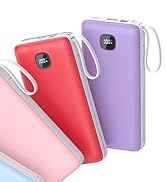 penaover Portable Charger with Built-in Cables&amp;AC Wall Plug,5 Output 2 Input 20000mAh Power Bank,...