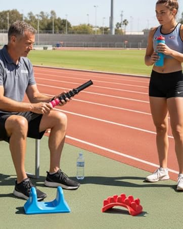 Track coach with athlete with pso rite tools