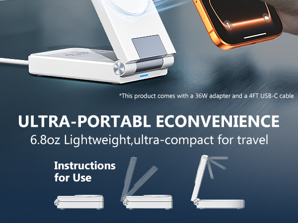 This product comes with a 36W adapter and a 4FT USB-C cable