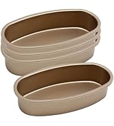 MDEOOSKY 4pcs Oval Baking Pan 9.06×4.72×1.97Inches Golden Carbon Steel Nonstick for Bread Cake Ch...